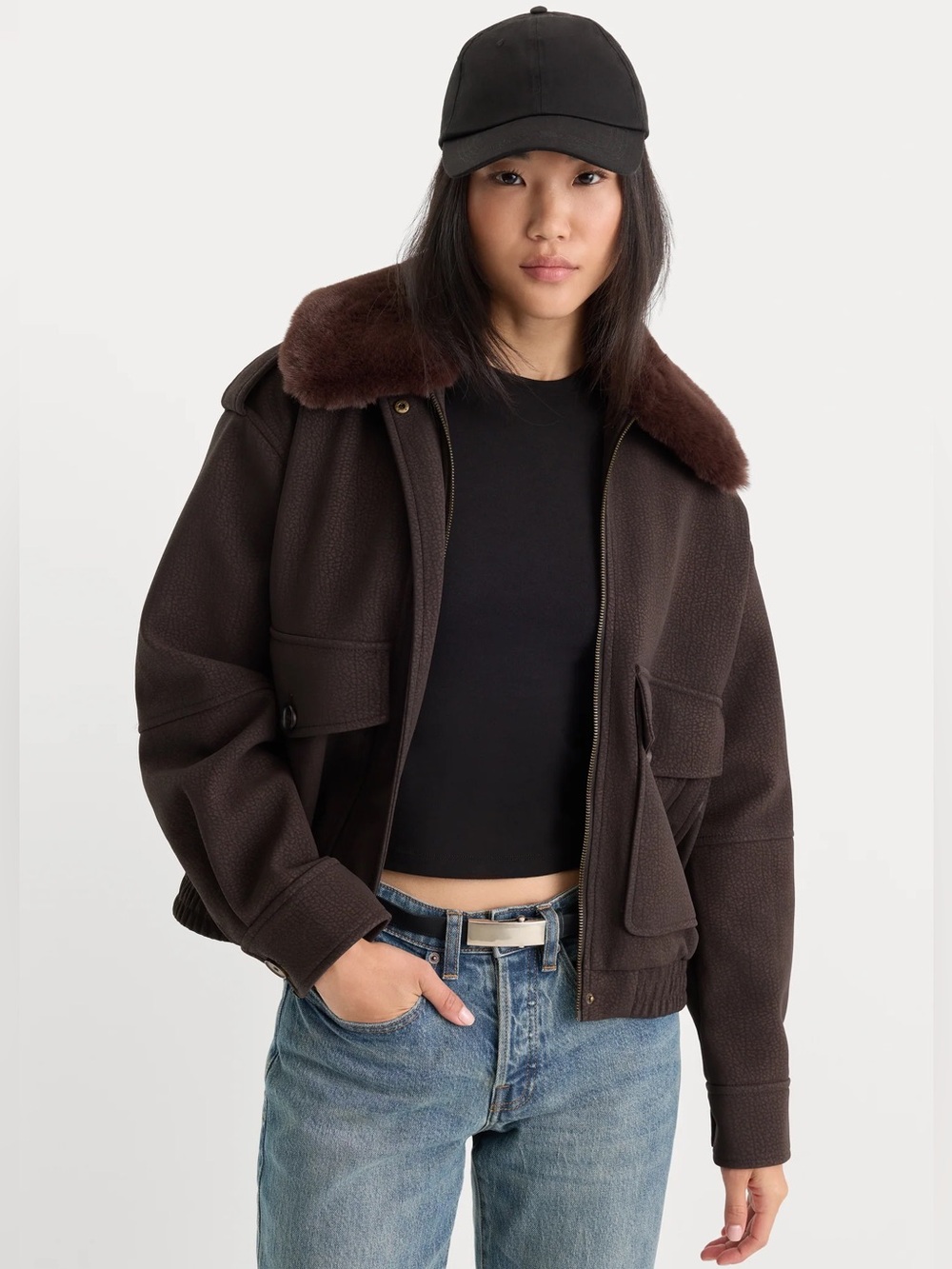 GOOD AMERICAN The Better Than Leather Bomber Jacket XS
